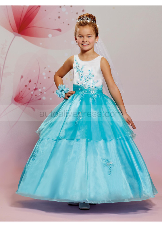 Sleeveless Beaded Organza Flower Girl Dress Pageant Dress